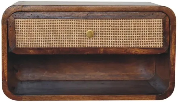 Artisan Furniture Solid Wood Chestnut Wall Mounted Open Woven Bedside