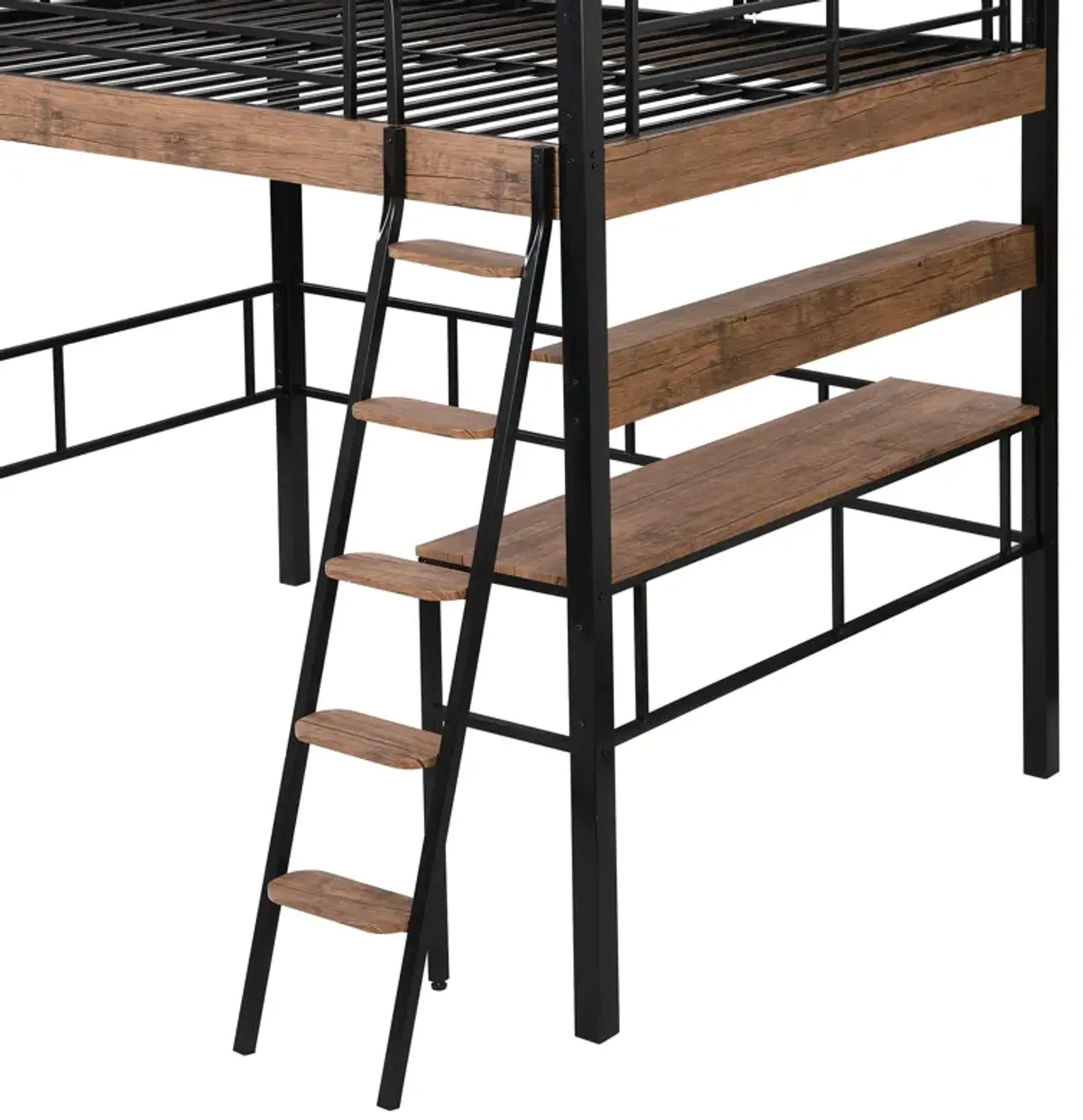 Merax Metal Frame Loft Bed with Desk  and Ladder