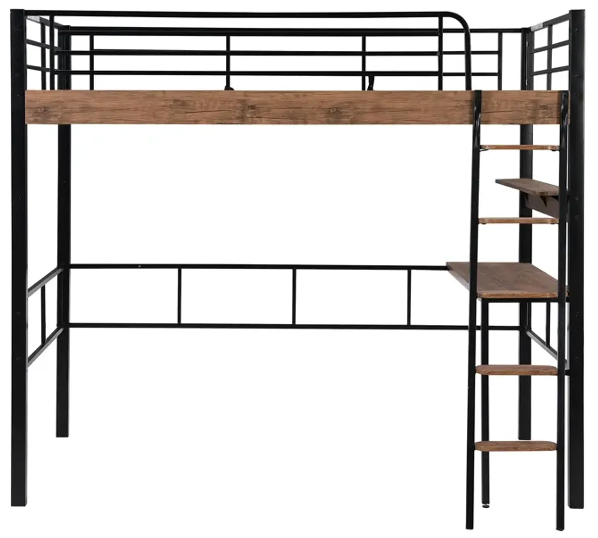 Merax Metal Frame Loft Bed with Desk  and Ladder