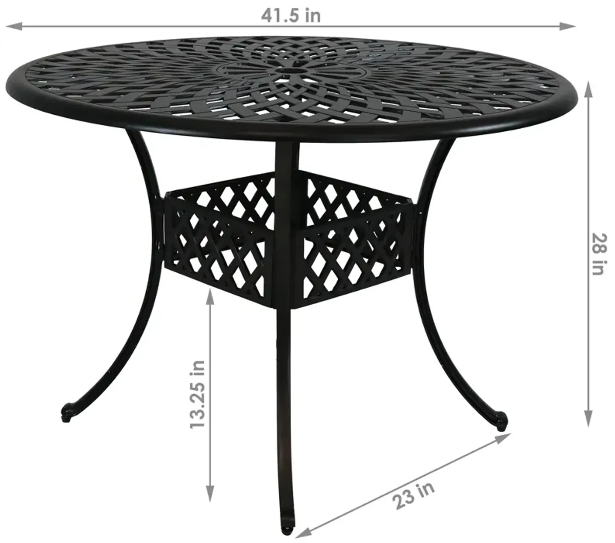 Sunnydaze 41.5 in Crossweave Cast Aluminum Round Patio Dining Table