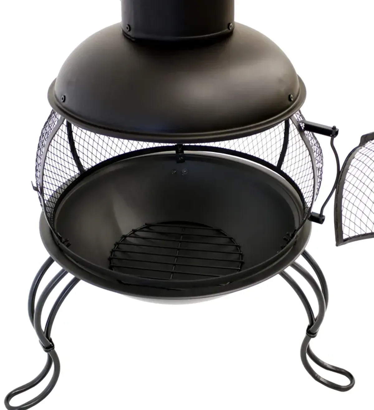 Sunnydaze Steel Wood Burning Chiminea with Rain Cap - Black - 66 in