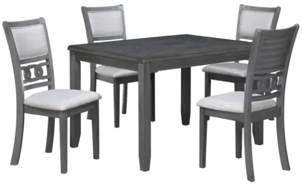 New Classic Furniture Gia 5-Piece 48 Wood Rectangular Dining Set with 4 Chairs in Gray