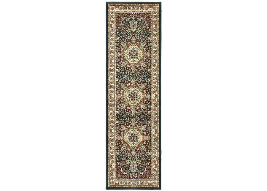 Kashan 2'3" x 7'6" Navy Rug