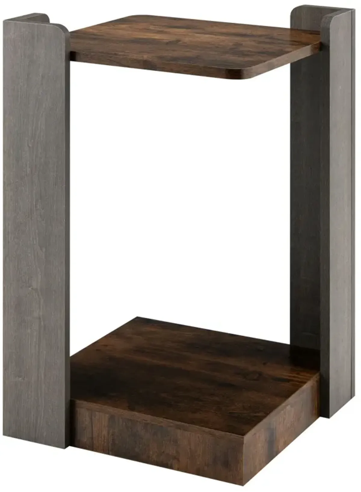 2-Tier Square End Table with Open Storage Shelf for Small Space-Coffee