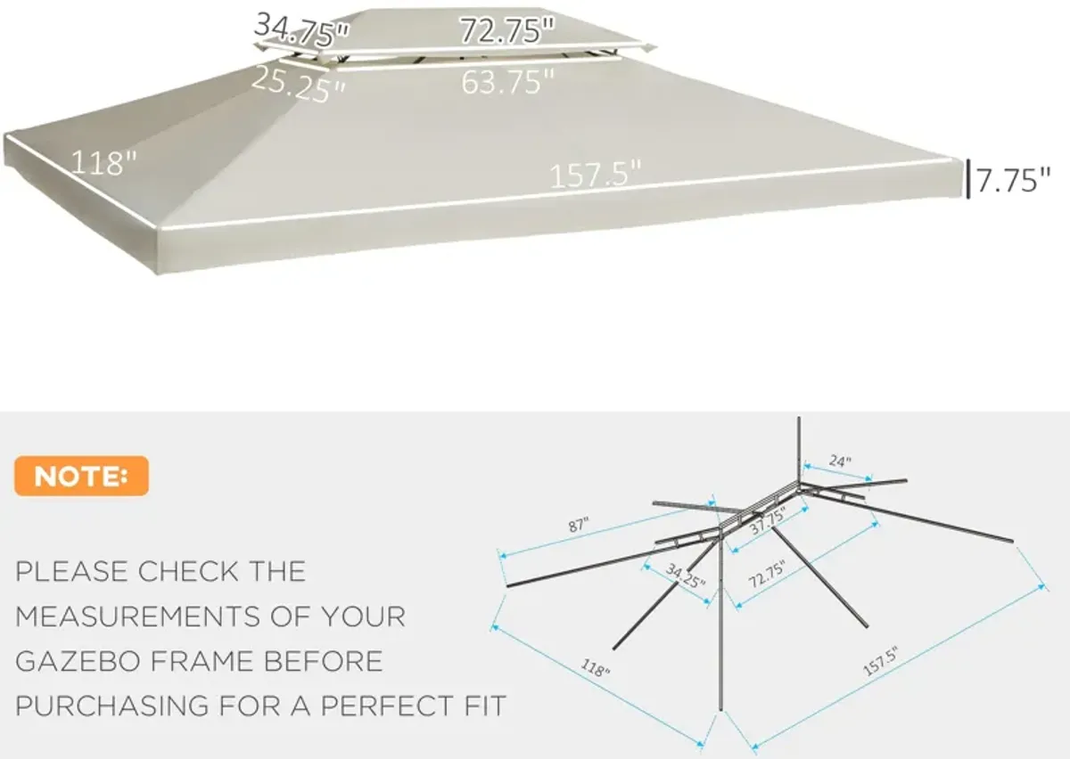 Cream Outdoor Cover: 13x10 ft 2-Tier Gazebo Replacement Canopy