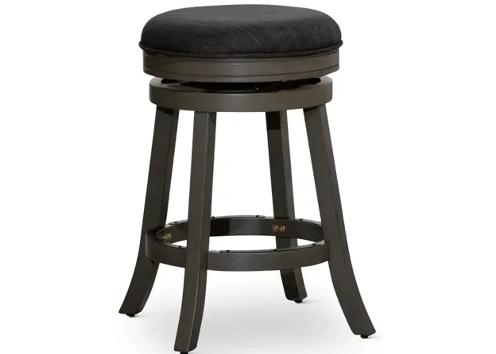 24" Counter Stool, Weathered Gray Finish, Charcoal Fabric Seat