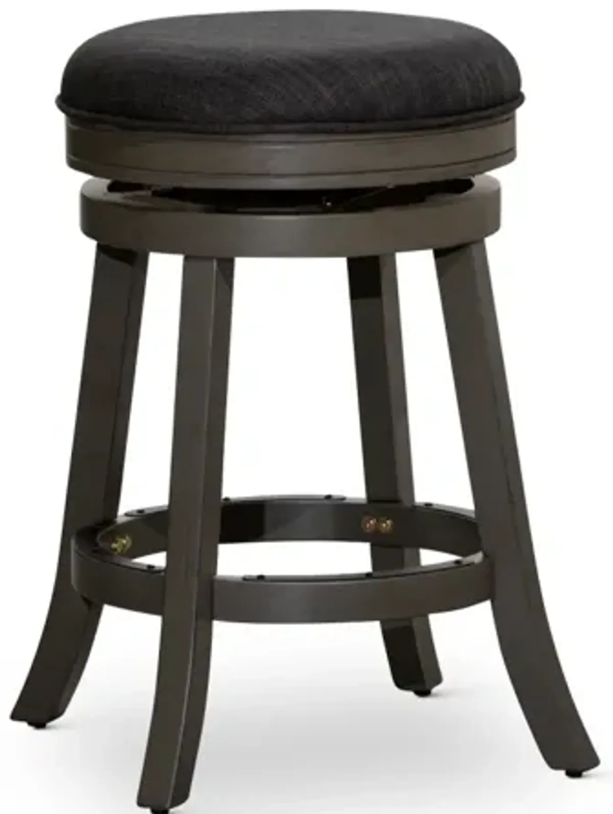 24" Counter Stool, Weathered Gray Finish, Charcoal Fabric Seat