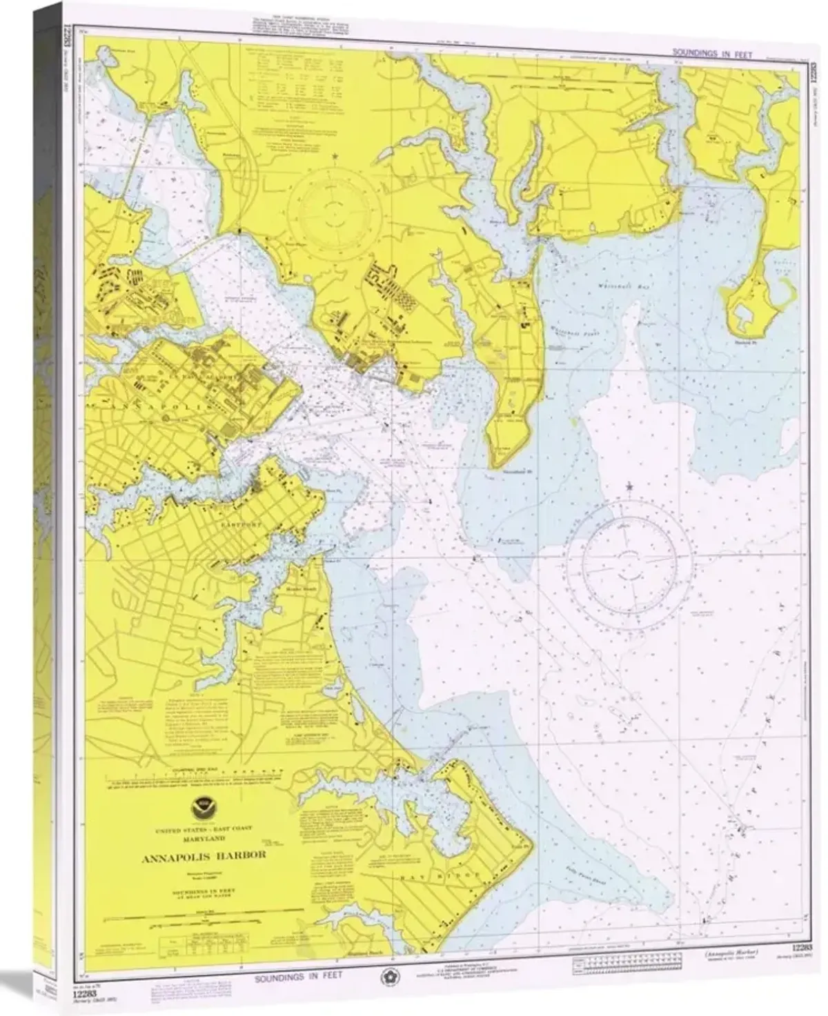 Nautical Chart - Annapolis Harbor ca. 1975-Canvas Art-23.7x30