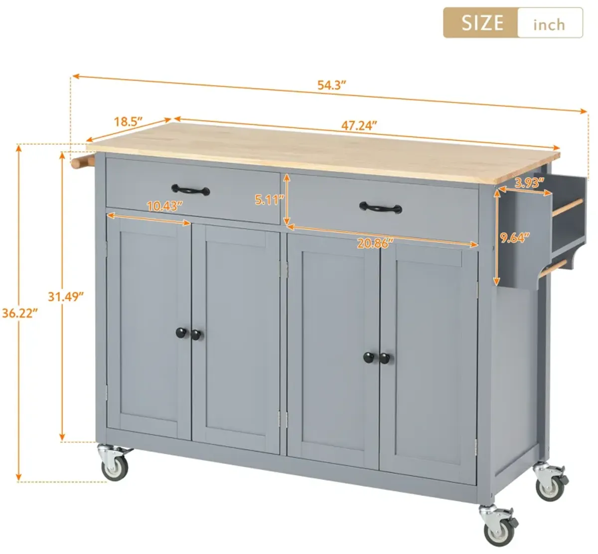 Merax Kitchen Island Cart