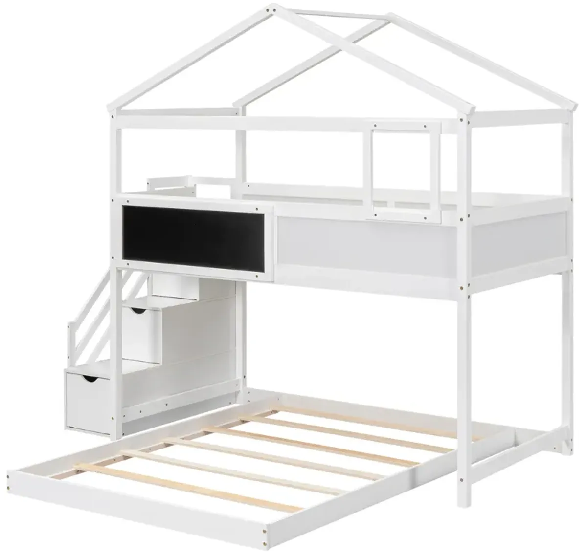 Merax House Bunk Bed with Storage Staircase