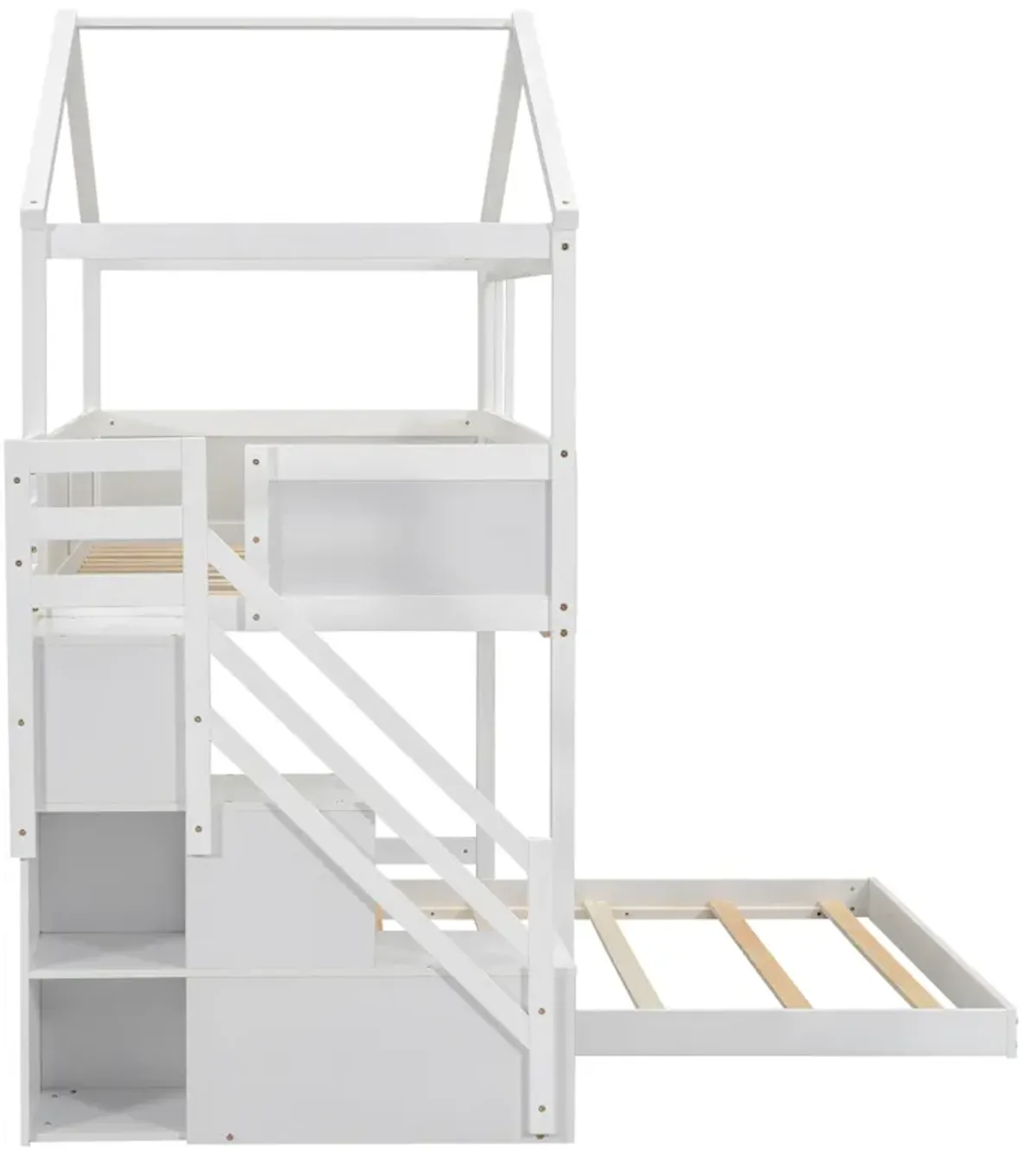 Merax House Bunk Bed with Storage Staircase