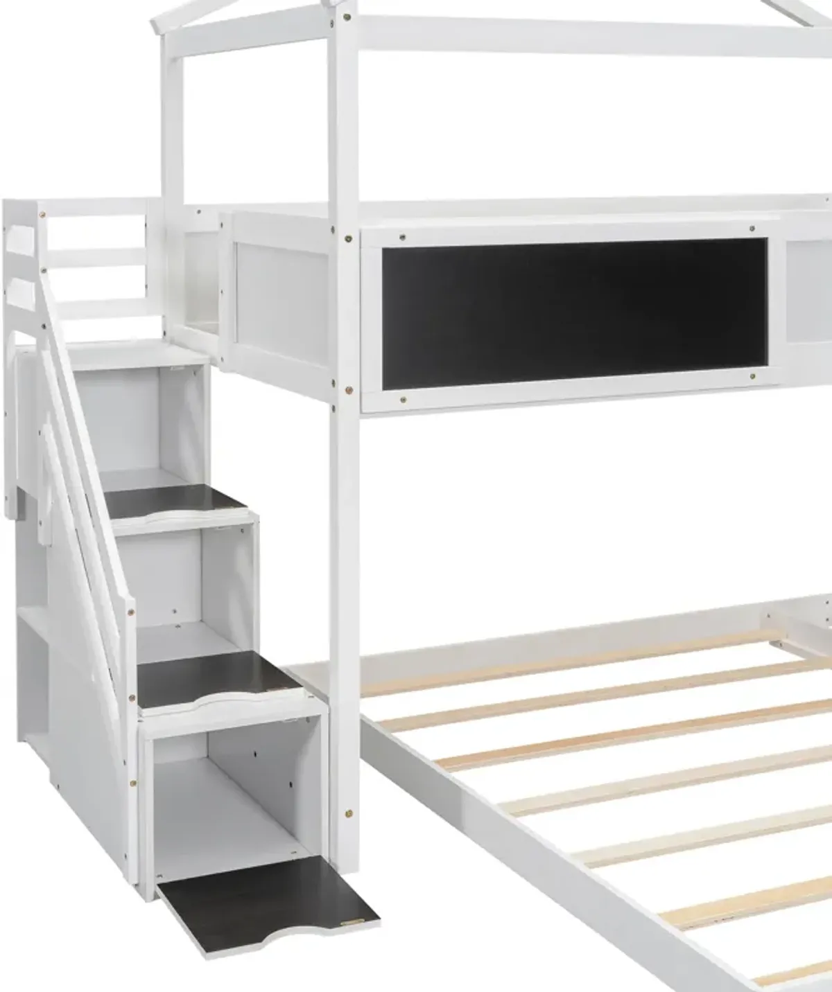 Merax House Bunk Bed with Storage Staircase