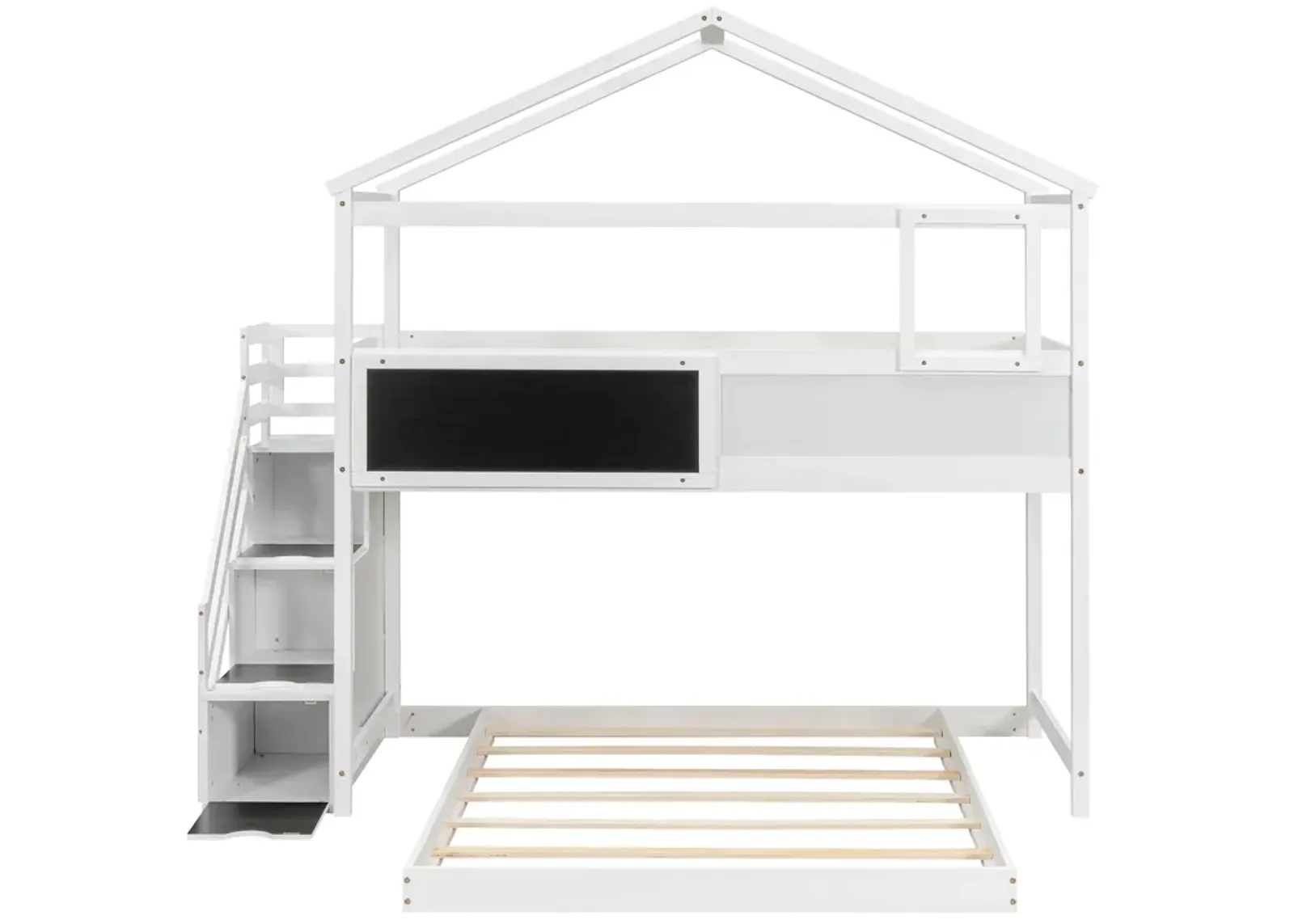 Merax House Bunk Bed with Storage Staircase