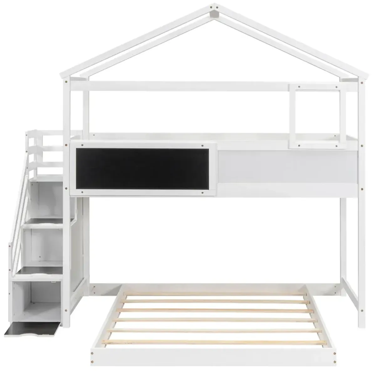 Merax House Bunk Bed with Storage Staircase