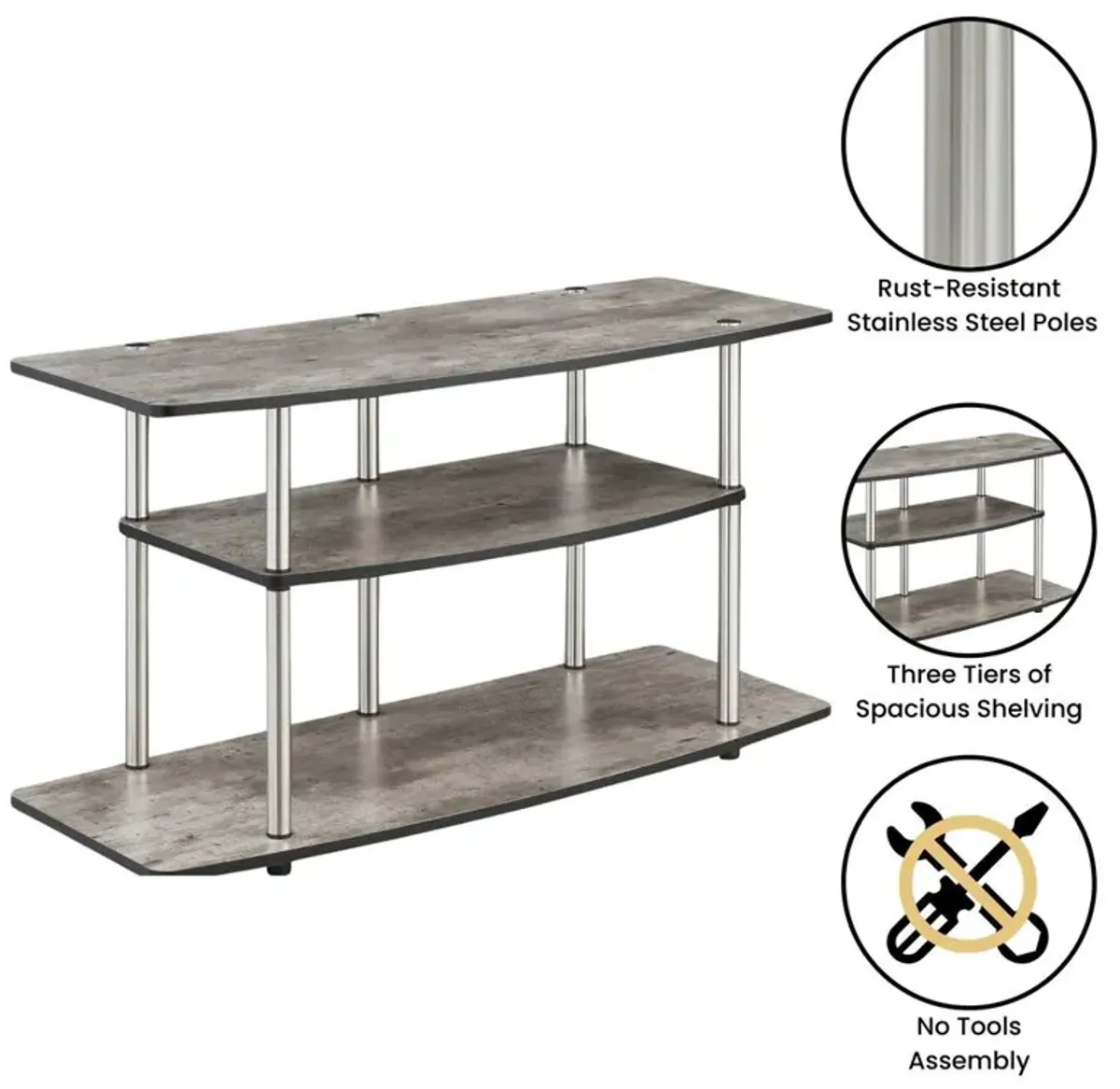 Convience Concept, Inc. No Tools 3 Tier Wide TV Stand for TVs up to 46 Inches