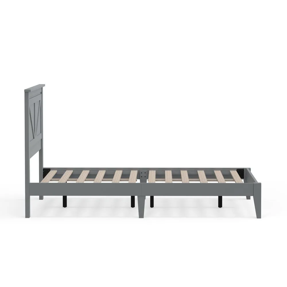 Glenwillow Home Farmhouse Wood Platform Bed in Full - Grey