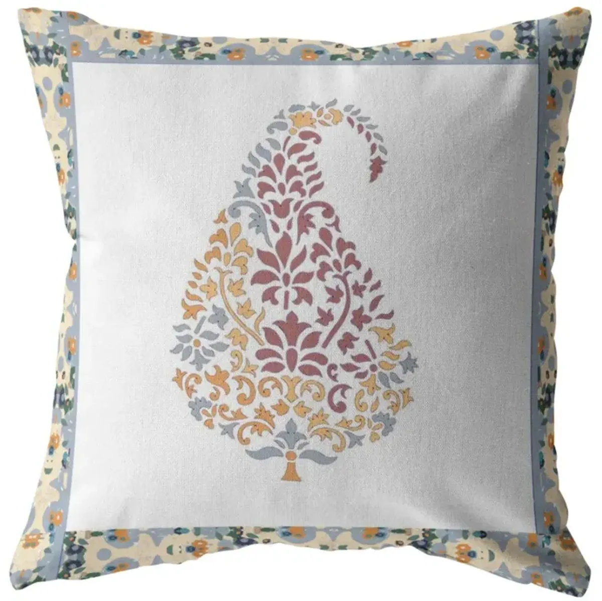 Hivvago 18"Red White Paisley Suede Zippered Throw Pillow