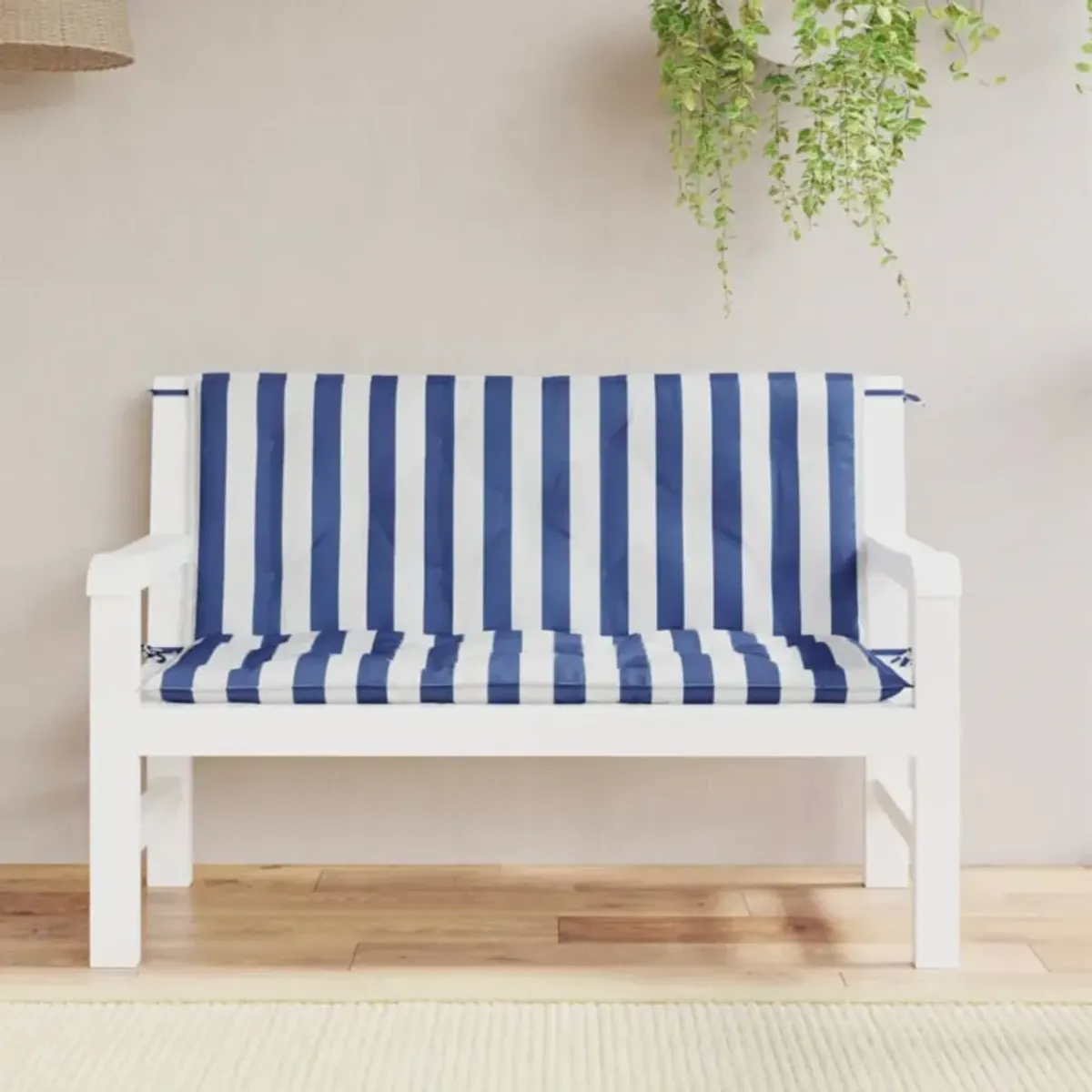 vidaXL Garden Bench Cushions 2pcs Blue&White Stripe 47.2"x19.7"x2.8" Fabric