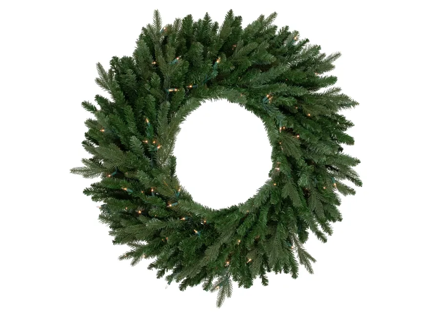 Pre-Lit Grande Spruce Artificial Christmas Wreath  48-Inch  Clear Lights