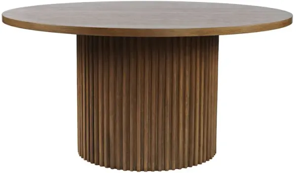 Jofran Auden 60 Round Mid-Century Modern Fluted Pedestal Base Dining Table
