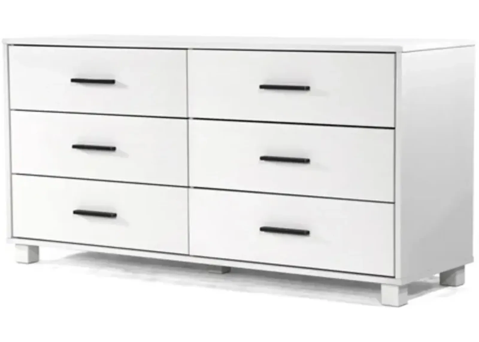 Hivvago Modern Farmhouse Solid Wood 6 Drawer Double Dresser in White Finish