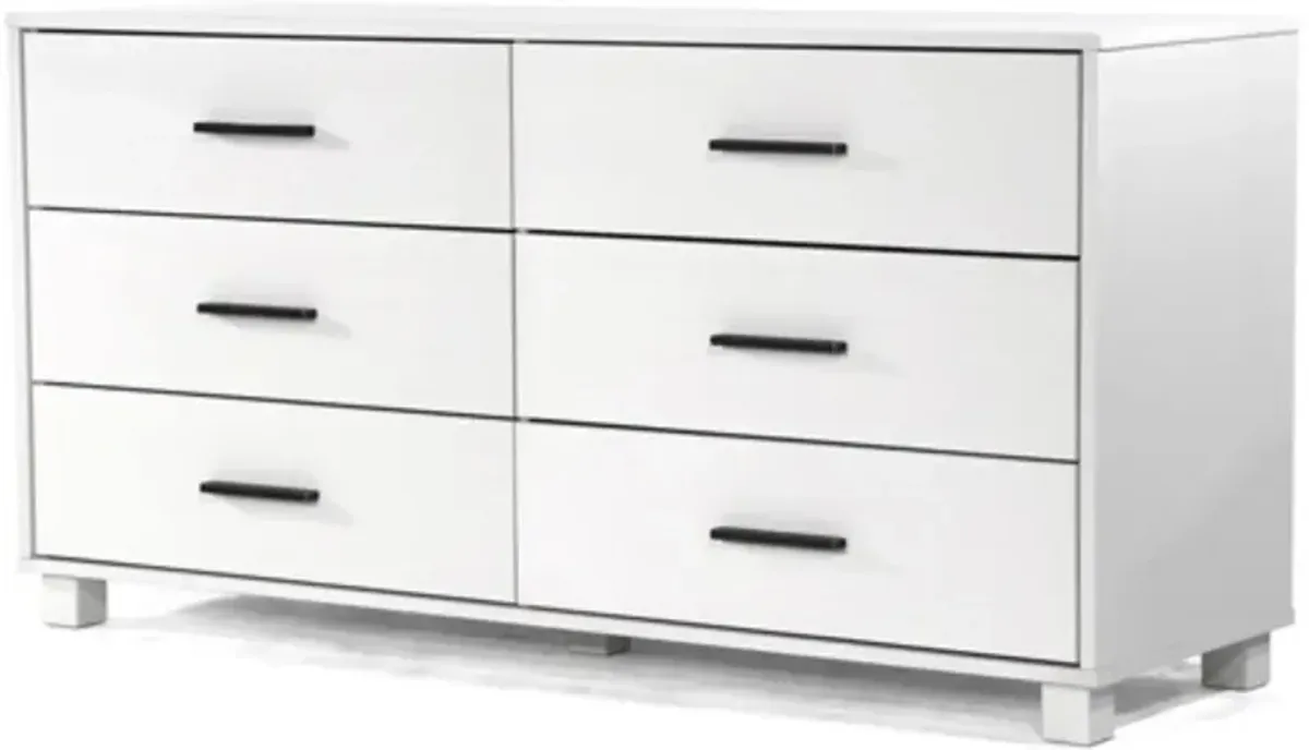 Hivvago Modern Farmhouse Solid Wood 6 Drawer Double Dresser in White Finish