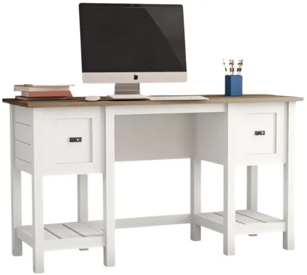 Farmhouse Style 2-Drawer Writing Desk for Home Office – Versatile Workstation