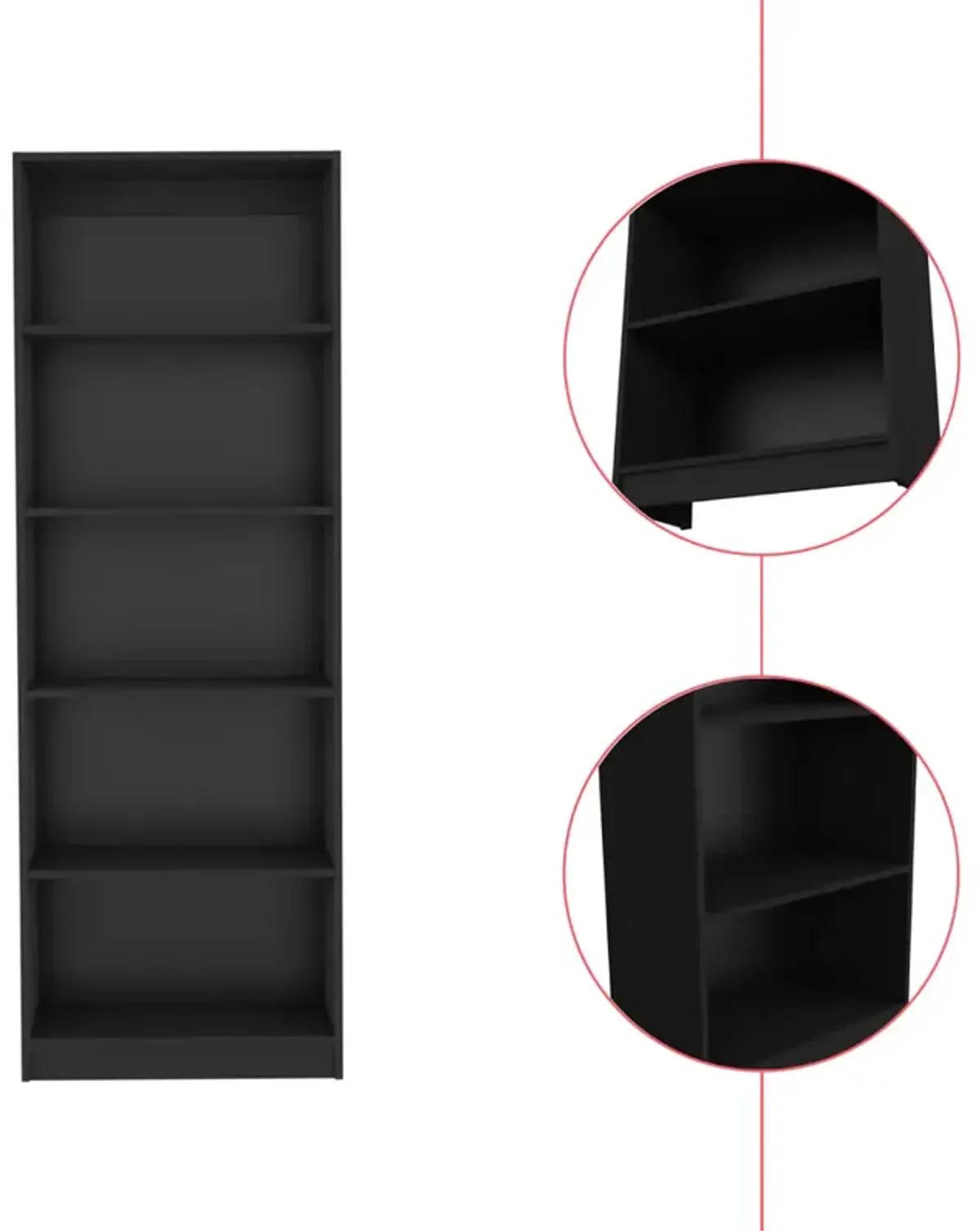 Bookcase 4-Shelves Benzoni, Office, Black