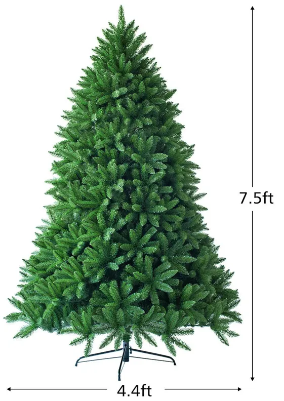 7.5 Feet Unlit Artificial Christmas Tree with 1968 Branch Tips