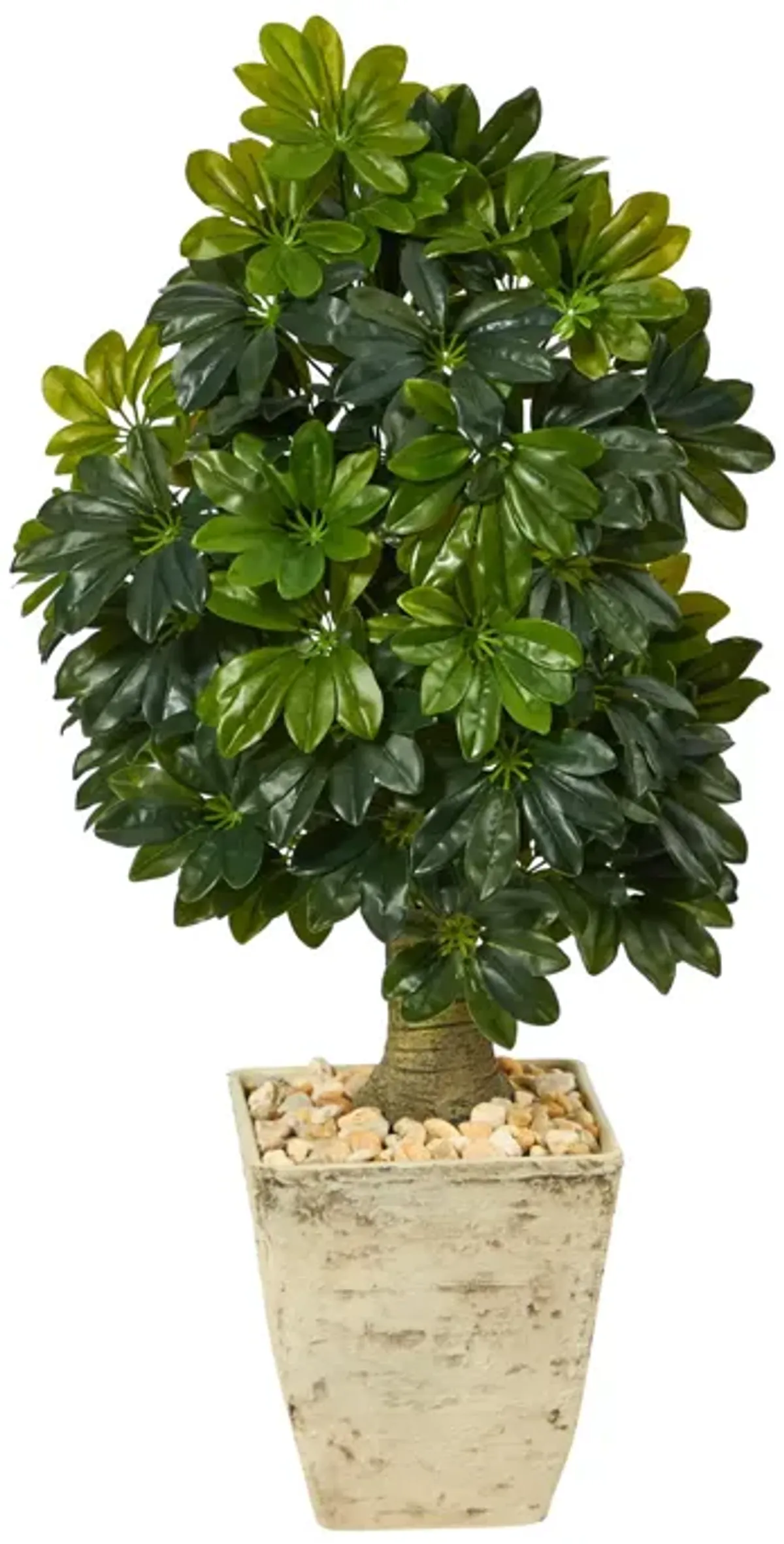 Hivvago 3.5 Feet Schefflera Artificial Tree in Country White Planter (Real Touch)
