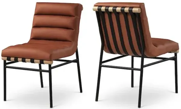 Meridian Furniture Burke Cognac Vegan Leather Dining Chair, Set of 2