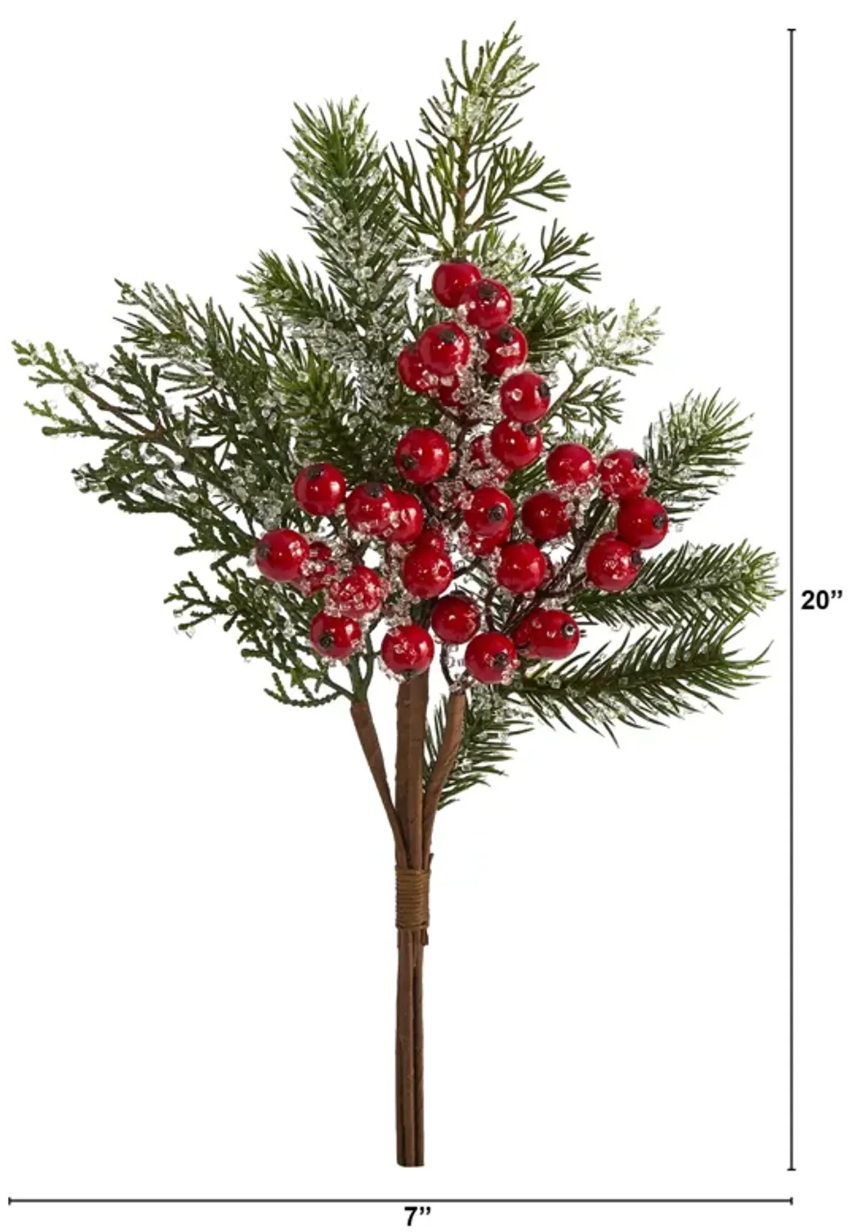 Hivvago 20" Iced Pine and Berries Artificial Plant (Set of 6)