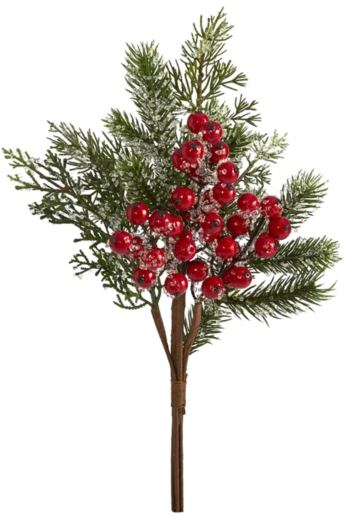 Hivvago 20" Iced Pine and Berries Artificial Plant (Set of 6)