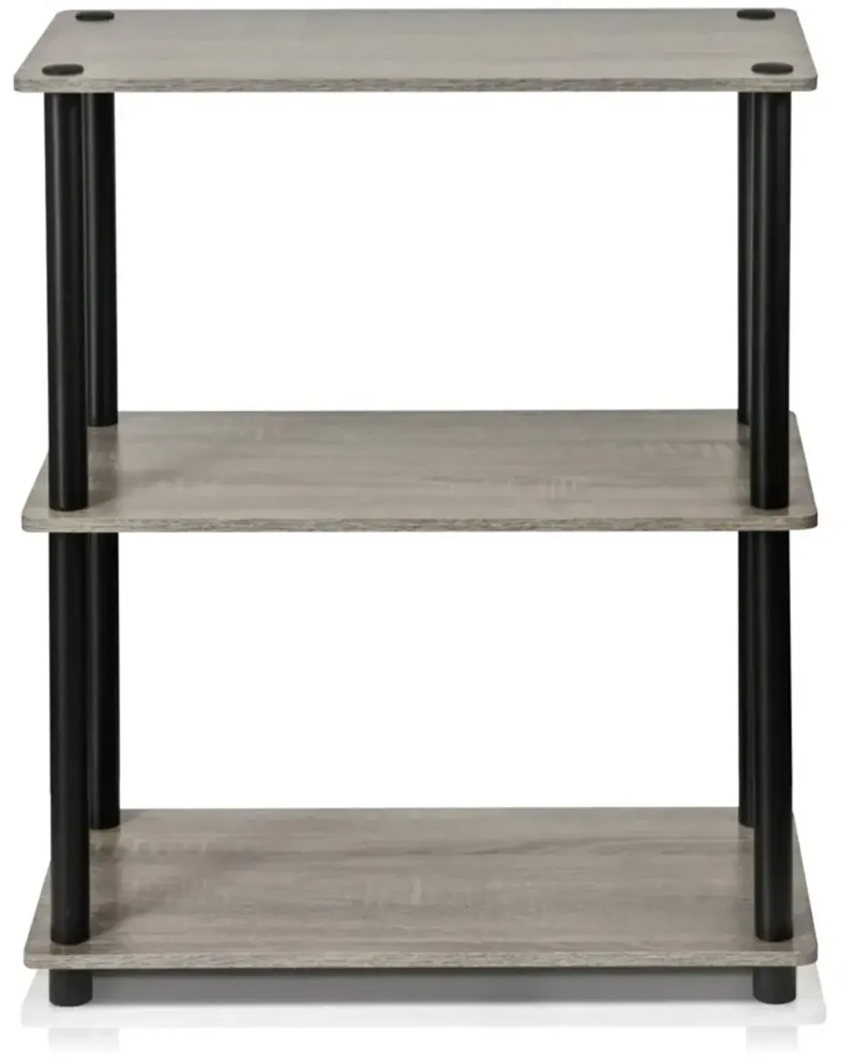 Hivvago Gray Oak and Black Finish 3-Tier Bookcase