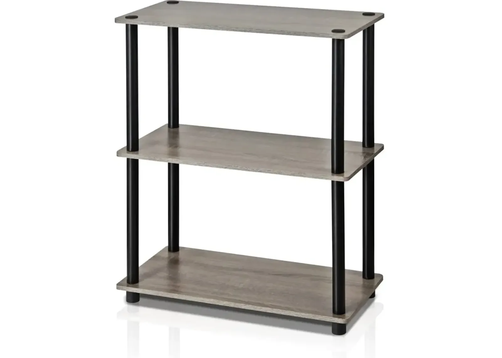 Hivvago Gray Oak and Black Finish 3-Tier Bookcase