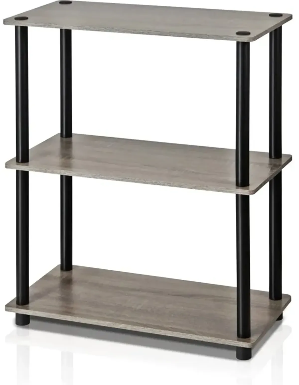 Hivvago Gray Oak and Black Finish 3-Tier Bookcase