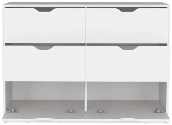 DEPOT E-SHOP Houma 4 Drawer Dresser with 2 Lower Cabinets, Drawer Chest, White