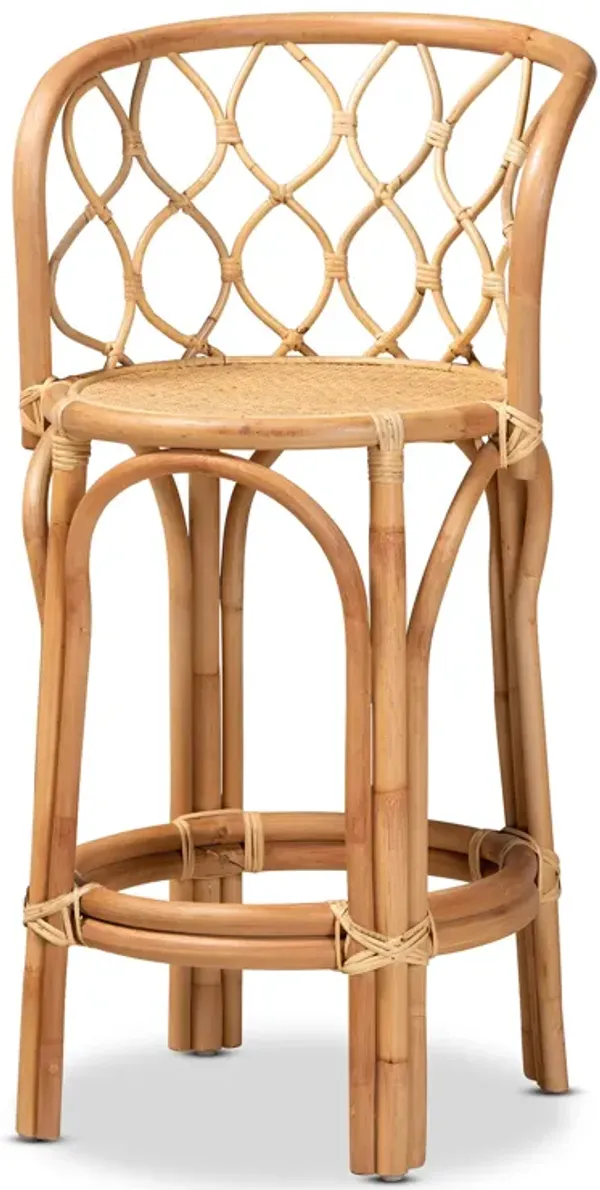 Baxton Studio Diana Modern and Contemporary Natural Finished Rattan Counter Stool