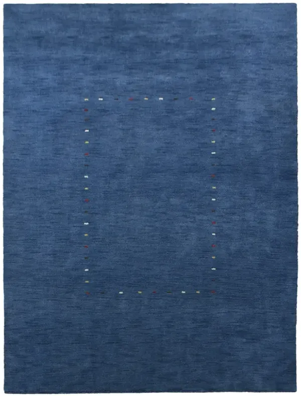 RUGSOTIC CARPETS HAND KNOTTED LOOM WOOL ECO-FRIENDLY AREA RUGS  - 6'x9', Rectangle, Blue Color, Contemporary Modern Design, High Pile Thick Handmade Anti Skid Rugs for Living Room (L00105)