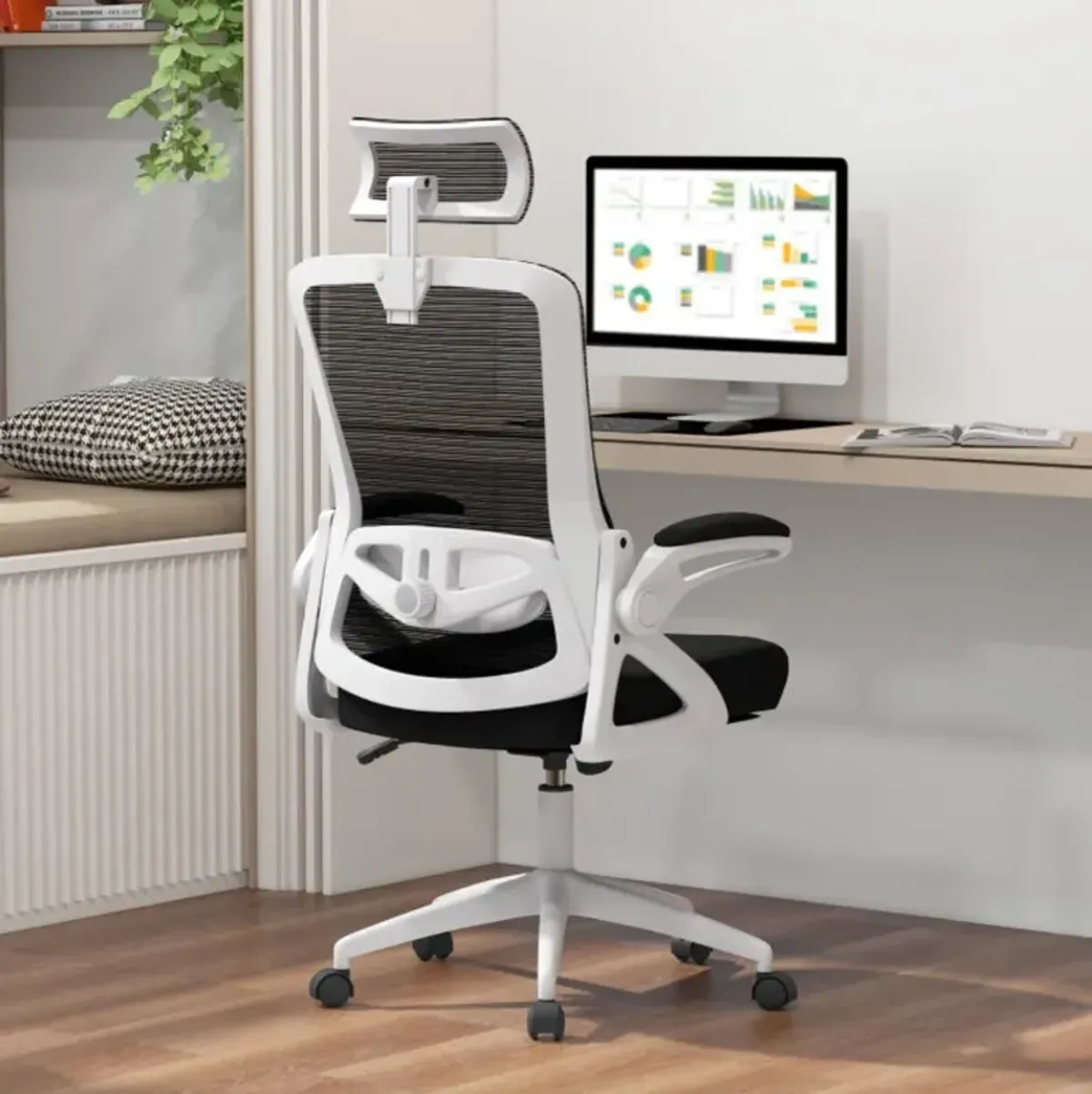 Hivvago Adjustable Swivel Task Chair Ergonomic Office Chair with Adjustable Lumbar Support