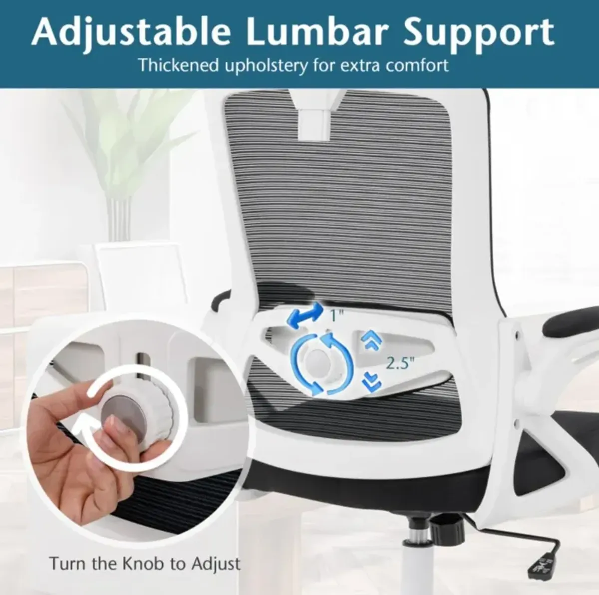 Hivvago Adjustable Swivel Task Chair Ergonomic Office Chair with Adjustable Lumbar Support