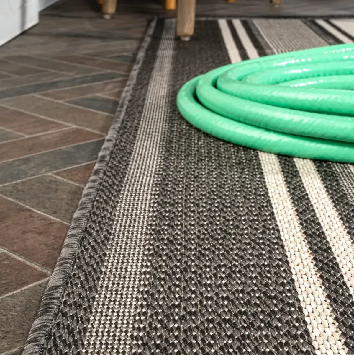 Haynes Modern Double Stripe Indoor/Outdoor Area Rug