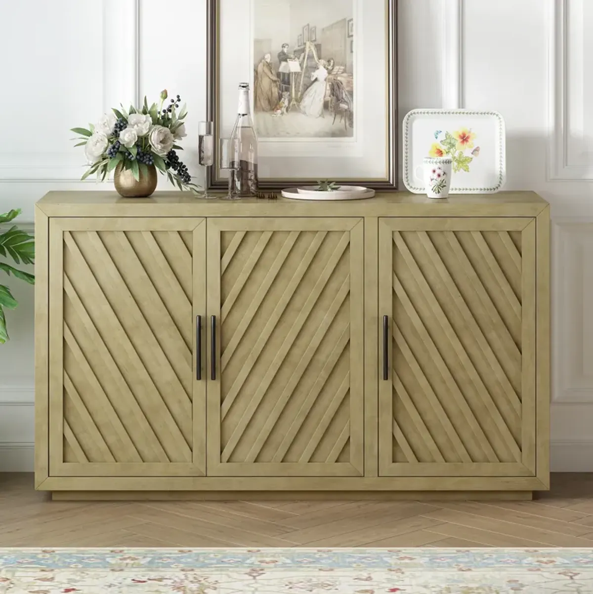 Merax 3-Door Large Storage Retro Sideboard