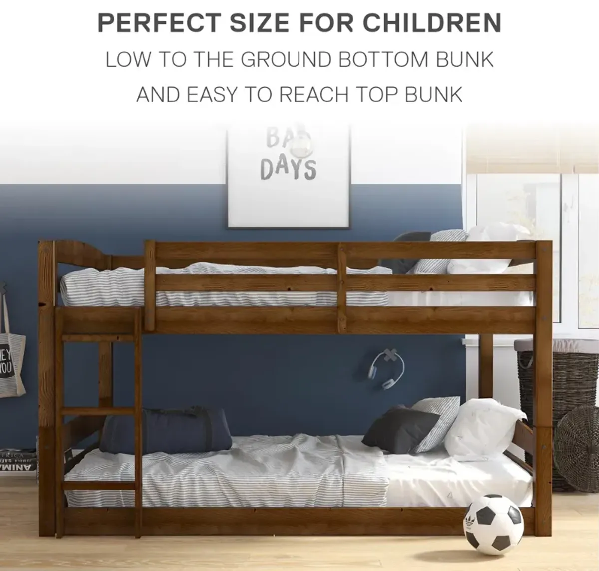 Atwater Living Aaida Full-Over-Full Convertible Bunk Bed with Safety Railings