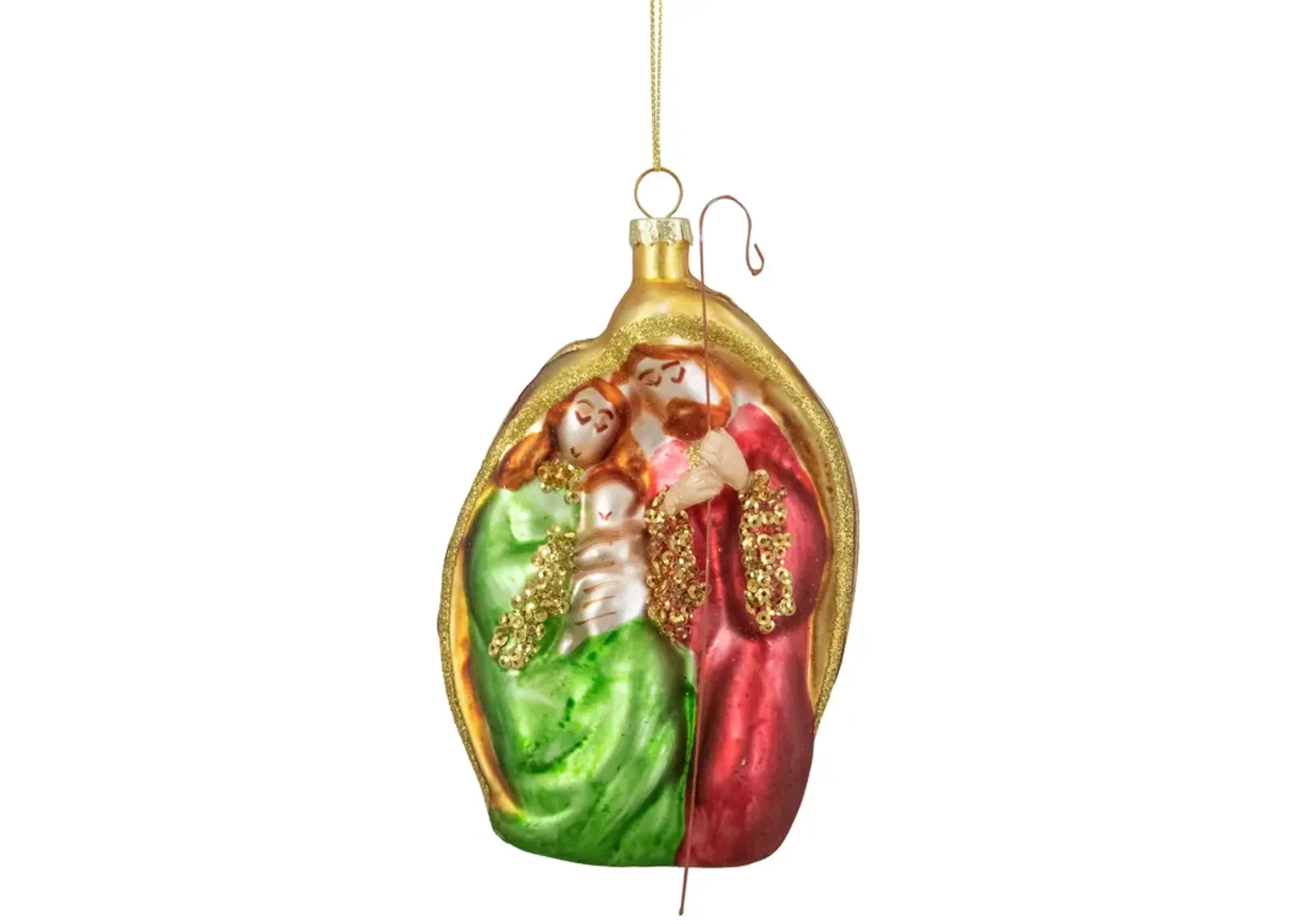 6" Religious Holy Family Glass Nativity Christmas Ornament