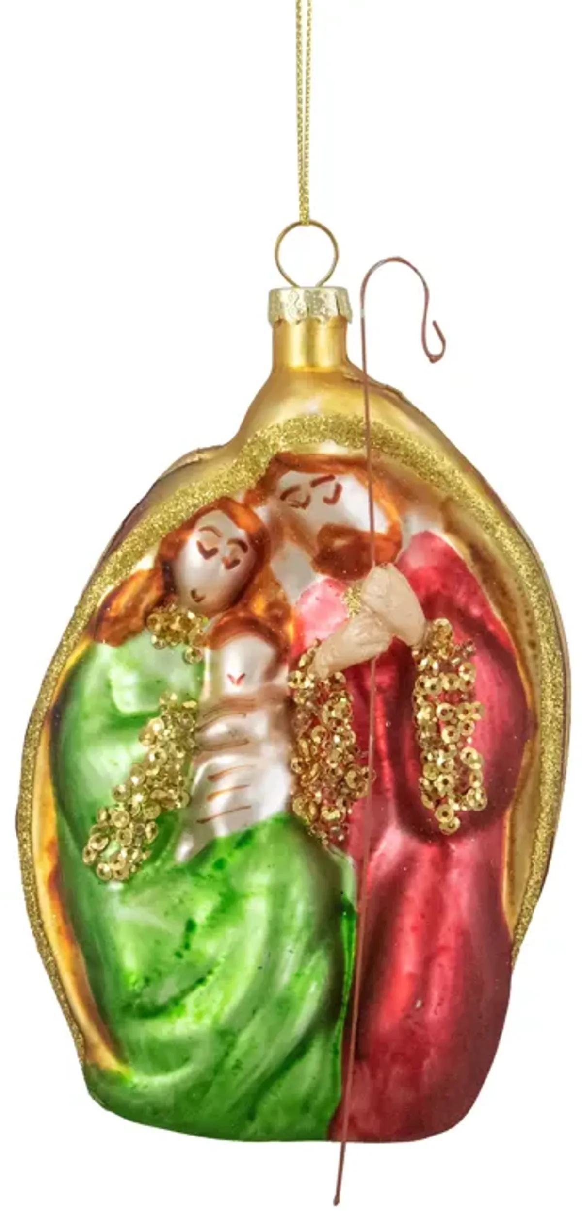 6" Religious Holy Family Glass Nativity Christmas Ornament