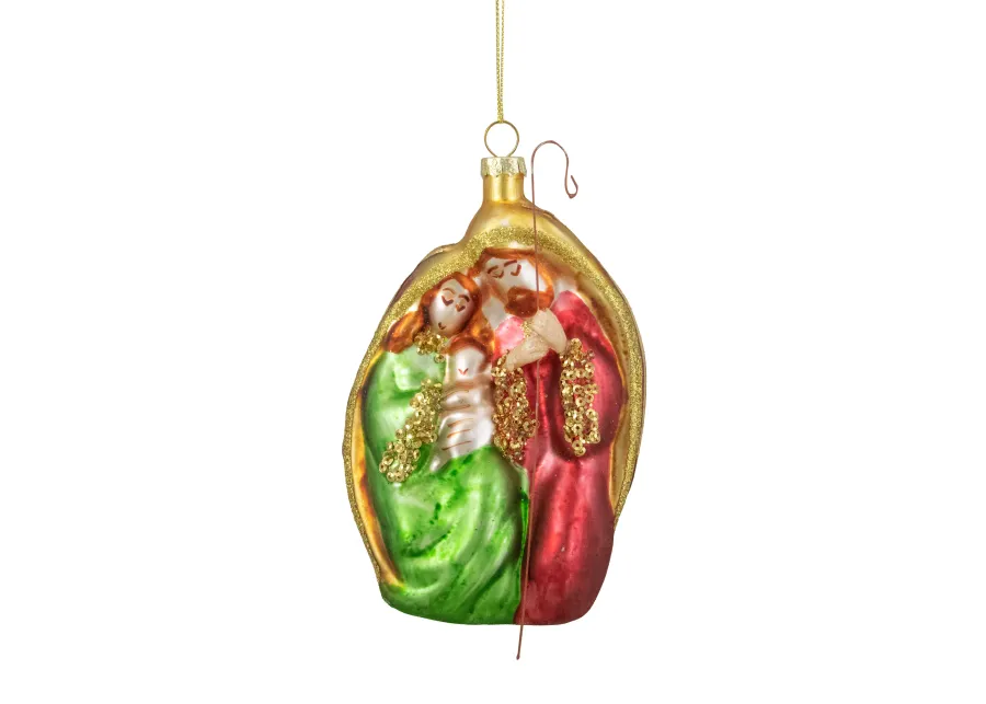 6" Religious Holy Family Glass Nativity Christmas Ornament