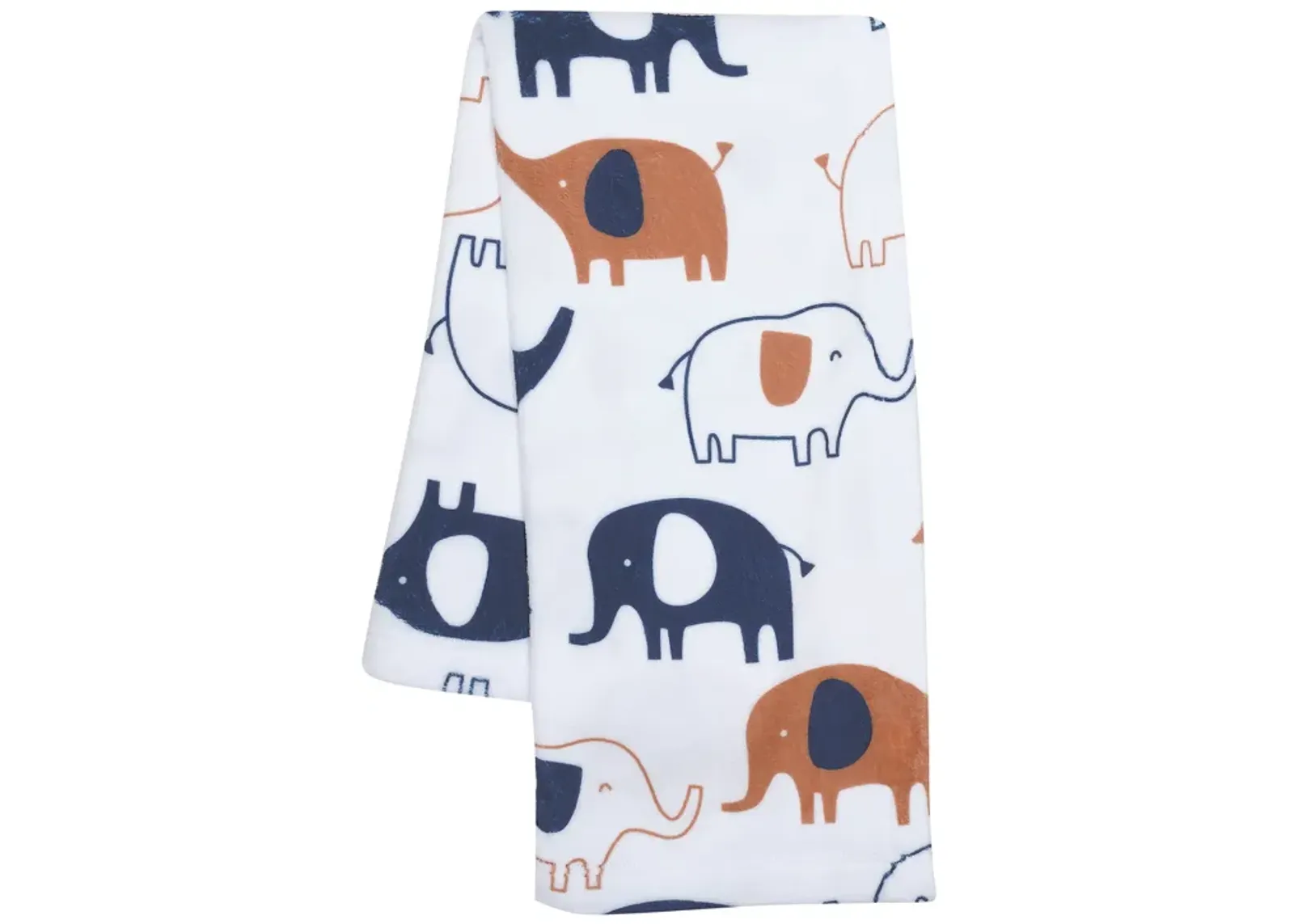 Lambs & Ivy Playful Elephant White/Blue Printed Fleece Baby Blanket