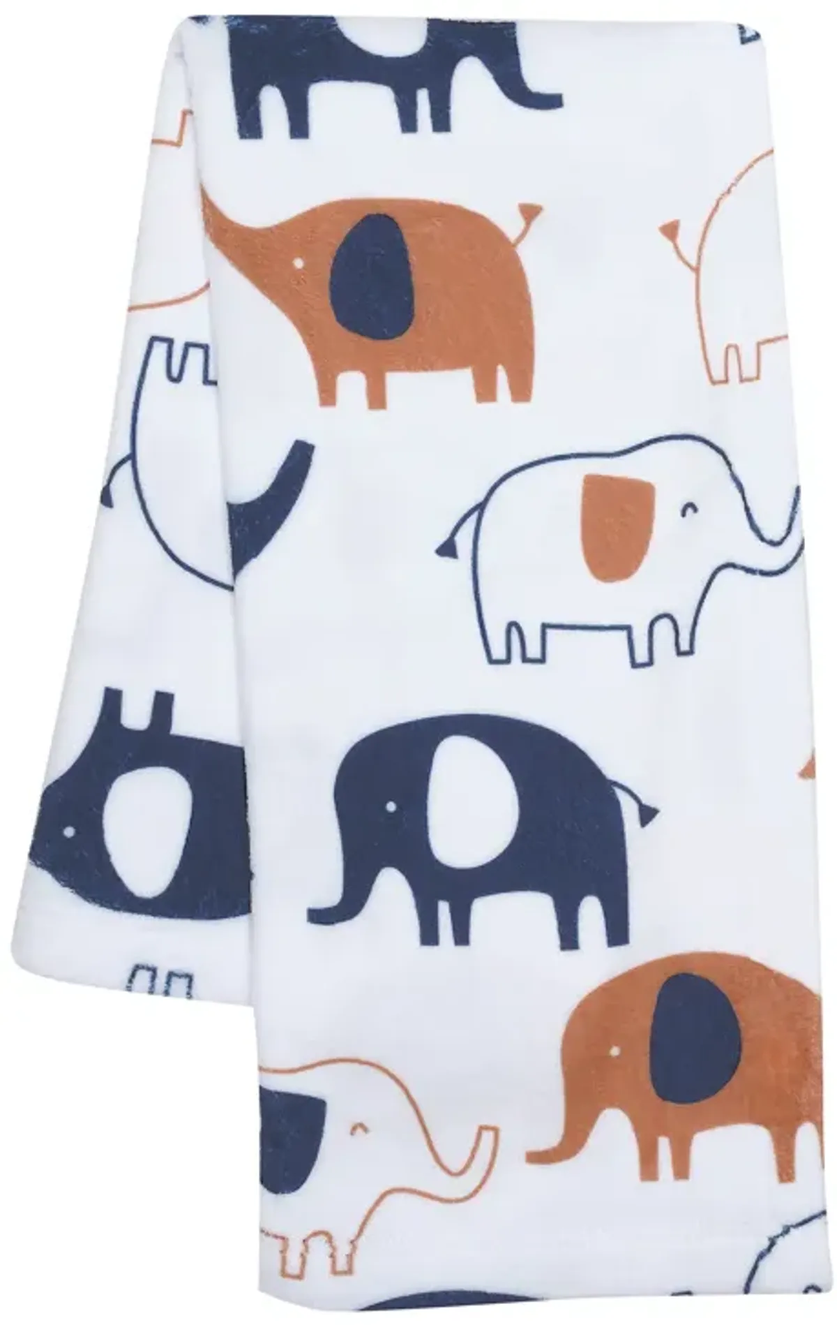 Lambs & Ivy Playful Elephant White/Blue Printed Fleece Baby Blanket