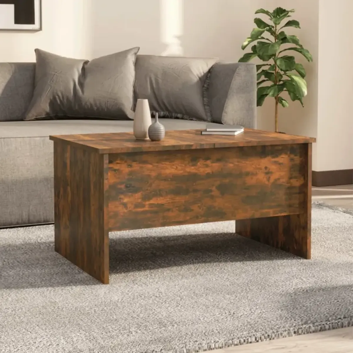 vidaXL Coffee Table Smoked Oak 31.5"x19.7"x16.7" Engineered Wood